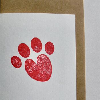 Cat Paw Love Heart Handprinted Greeting Card, 4 of 6