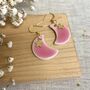 Pink Moon And Star Ceramic Earrings Gold Plated, thumbnail 2 of 8