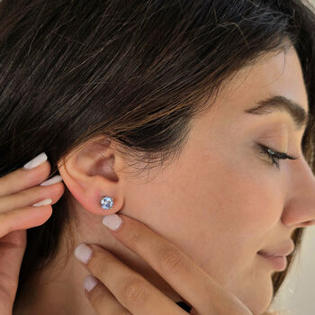 Blue Topaz Moissanite Crystal Sterling Silver Earrings, 2 of 6