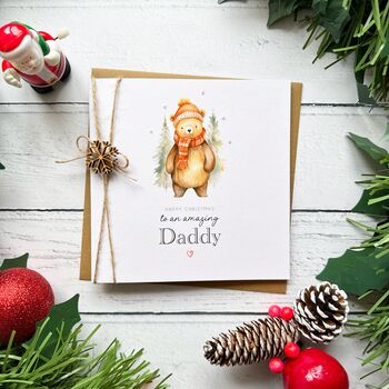 Handmade Winter Bear Christmas Card For Him, 5 of 5