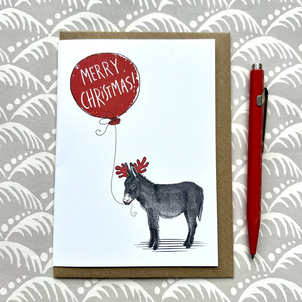 Cute Donkey Christmas Card, 1 of 3