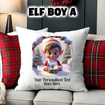 Personalised Christmas Elf Breakout Gift Cushion, 3 of 6