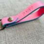 Personalised Handmade Leather Keyring, Pink And Blue, thumbnail 5 of 10