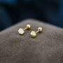 Sterling Silver Tiny Hexagon Barbell Earrings, thumbnail 4 of 12
