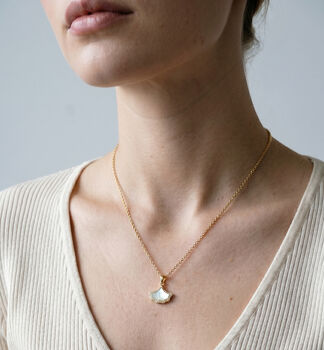 Gingko 18 K Gold Plated Shell Pendant Necklace, 2 of 5