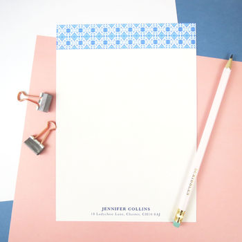 Personalised Moroccan Tiles Writing Paper, 4 of 12