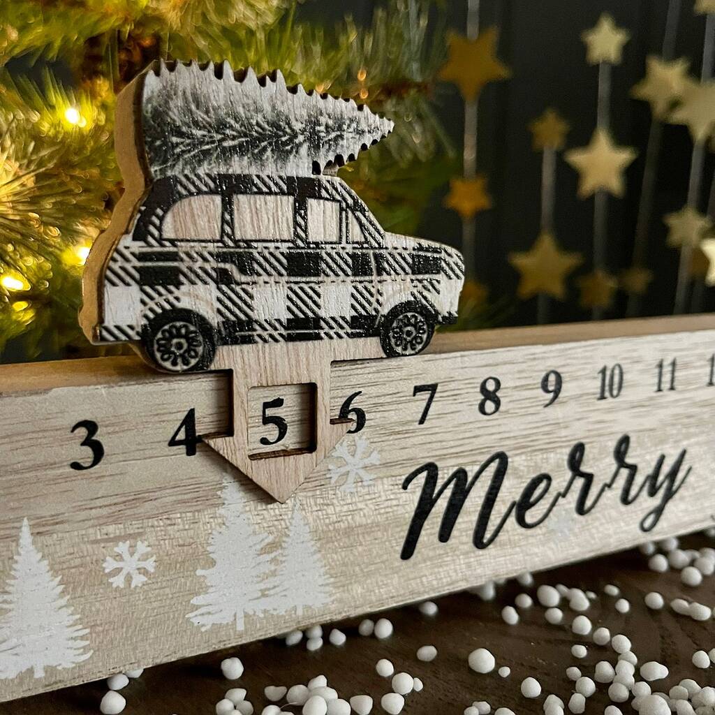 Wooden Merry Christmas Car Advent Rule By Nest Notonthehighstreet