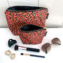 Makeup And Cosmetic Bag Gift Set Coral Leopard Print, thumbnail 1 of 10