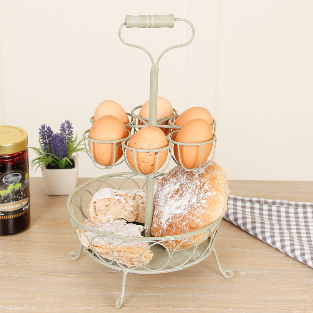 Chalk Grey Green Egg And Bread Carousel By Dibor