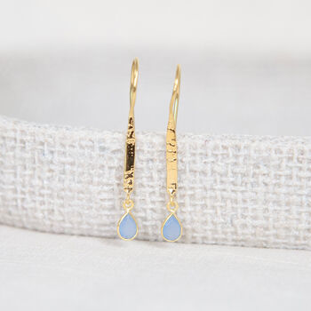 Molten 18ct Gold Plated Chalcedony Drop Earrings, 3 of 8