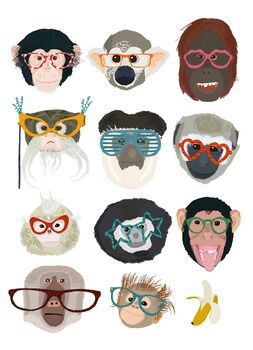 Monkeys In Glasses Print, 2 of 2