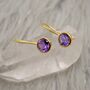 Purple Amethyst Gold Earrings, thumbnail 4 of 6