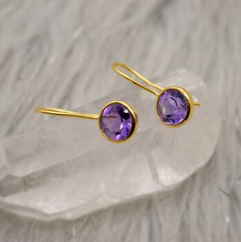 Purple Amethyst Gold Earrings, 4 of 6