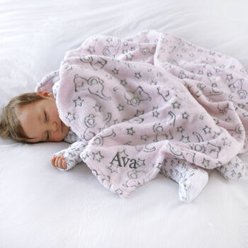 Personalised Soft Pink Elephant Motif Baby Blanket, 2 of 4