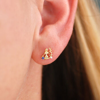 Gold Vermeil Zodiac Stud Earrings, 5 of 12