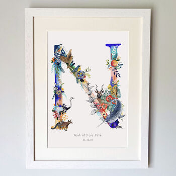 Personalised J To S Bright Wildlife Letter Print, 6 of 12