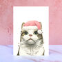 Tabby And White Cat Santa Hat Pom Pom Christmas Card, thumbnail 1 of 2
