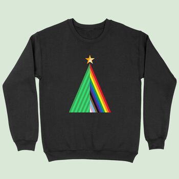 Lgbt+ Gay Rainbow Christmas Tree Jumper, 2 of 2