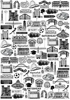 Newcastle Illustrated Black And White Print, 3 of 3