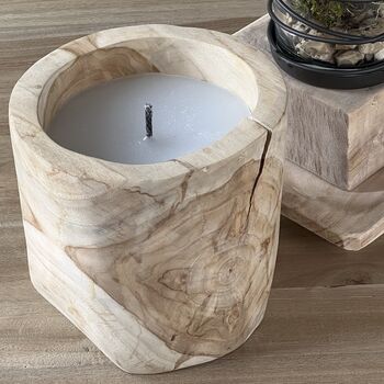 Large Outdoor Teak Wooden Candle, 3 of 3