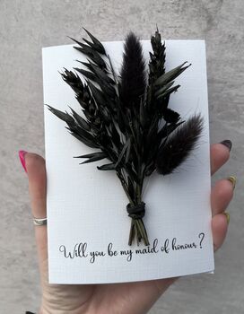 Black Dried Flowers / Maid Of Honour Proposal Card Gift, 2 of 4