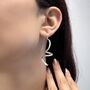 Spiral Curved Sterling Silver Drop Earrings, thumbnail 1 of 7