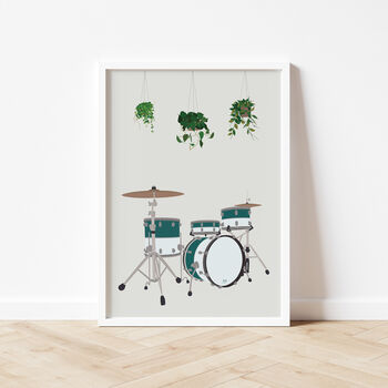 Drum Kit Houseplant Print | Music Studio Poster, 2 of 12