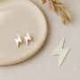 Tiny Sterling Silver Lightning Bolt Stud Earrings, thumbnail 1 of 9