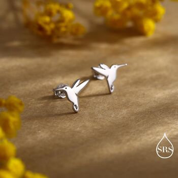 Hummingbird Stud Earrings In Sterling Silver, 6 of 10