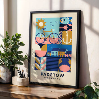 Padstow Cornwall Art Print, Poster Print, Kitchen Wall Art, Wall Art Print, Graphic Geometric Print, Colourful Art, Home Decor, A5, A4, A3, A2, A1, 8 of 11