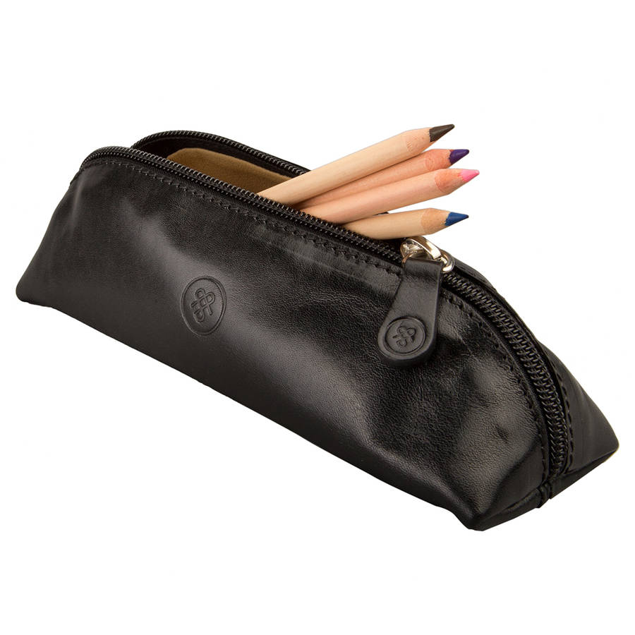 leather makeup brush holder