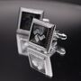 Silver Royal Grey Cufflinks Luxury Lily Flower, thumbnail 3 of 6