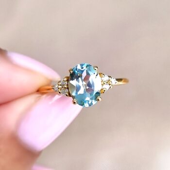 Sky Blue Topaz Ring In Sterling Silver And Gold Vermeil, 5 of 12