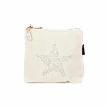 Star Grey Canvas Sparkly Make Up Bag, 5 of 6