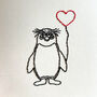 'Macaroni Penguin' Hand Embroidered Card, thumbnail 2 of 3