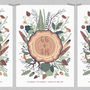 Personalised Woodland Carved Initials Print For Couples, thumbnail 3 of 3