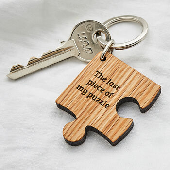 Personalised Wooden Gift Missing Piece Jigsaw Keyring