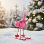 Handmade Felt Skiing Flamingo Christmas Decoration, thumbnail 1 of 6