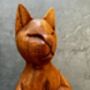 32cm Handcarved One Leg Yoga Cat Wooden Ornament Gift, thumbnail 8 of 12