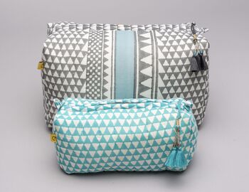Aqua Alibag Triangle Pattern Cotton Make Up Bag, 4 of 12