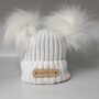Girls Double Pom Pom Knitted Baby Hat, thumbnail 2 of 10