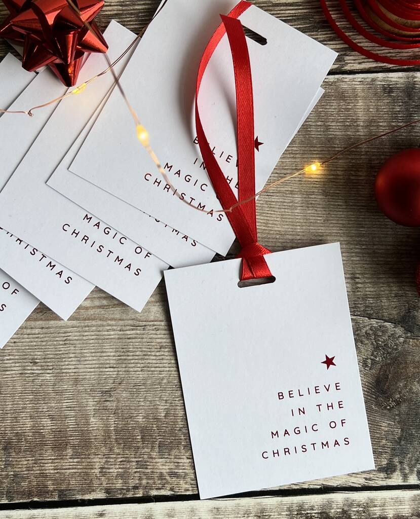 Christmas Gift Tags With Red Foil Set Of Five, 1 of 4