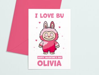 Cute Personalised Labubu Inspired Valentines Card, 5 of 6