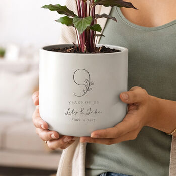 Personalised 9th Anniversary Plant Pot With Plant, 5 of 9