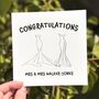 Lesbian Wedding Card – Mrs And Mrs Illustration, thumbnail 1 of 7