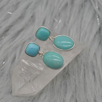 Blue Turquoise Silver Earrings: December Birthstone, 7 of 7