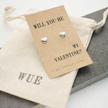 Silver Heart Earrings. Be My Valentine, 2 of 4