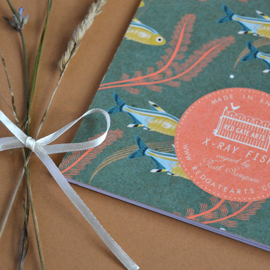 X Ray Fish Pattern Notebook A5 Size By Red Gate Arts