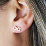 Gold Plated Infinity Knot Stud Earrings, thumbnail 1 of 9