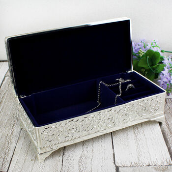 Personalised Antique Style Silver Plated Jewellery Box, 4 of 6